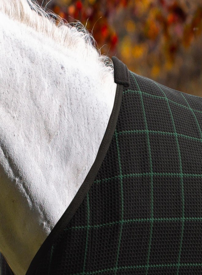 Equinavia Luftig Waffle Cooler | 100% Cotton - Black/Hunter Green - 78 in - Image 4